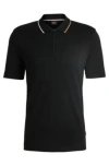 Hugo Boss Boss Tipped Quarter Zip Polo In Black