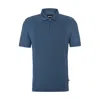 Hugo Boss Zip-neck Polo Shirt In Stretch Cotton In Blue