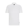 Hugo Boss Zip-neck Polo Shirt In Stretch Cotton In White