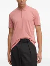Hugo Boss Zip-neck Polo Shirt In Pink