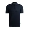 Hugo Boss Boss Trieste Linen Blend Zip Polo In Blue