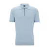 Hugo Boss Boss Trieste Linen Blend Zip Polo In Blue
