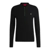 Hugo Boss Zip-neck Polo Sweater With Stacked Logo In Black