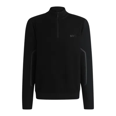 HUGO BOSS ZIP-NECK REGULAR-FIT SWEATER WITH LOGO DETAIL