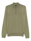 Hugo Boss Boss Ebenji Half-zip Fine-knit Polo Jumper In Green