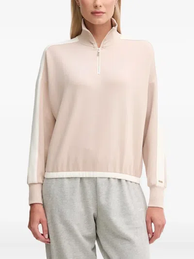 Hugo Boss Zip-neck Sweater In Pink