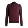 HUGO BOSS ZIP-NECK SWEATER WITH MIXED STRUCTURES