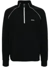 Hugo Boss Zip-neck Sweatshirt In 黑色