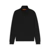 Hugo Boss Zip-neck Sweatshirt In Cotton Terry With Logo Patch In Black