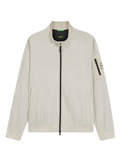 Hugo Boss Zip Patch-pocket Jacket In Neutral
