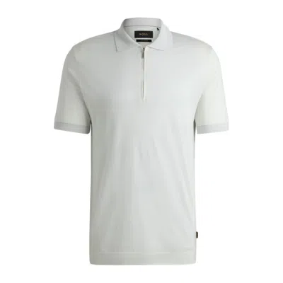 HUGO BOSS ZIP-PLACKET POLO SHIRT IN COTTON AND SILK