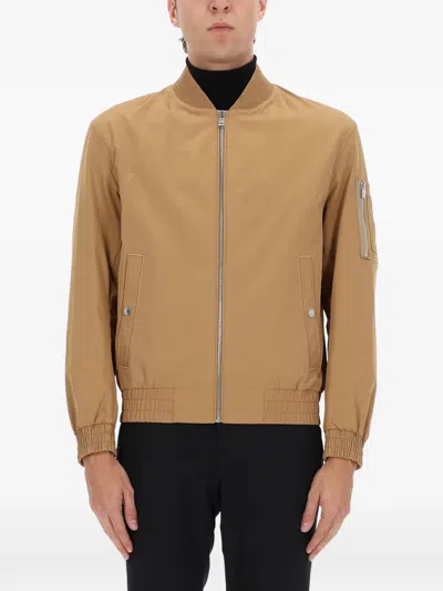Hugo Boss Men Beige Band Collar Jacket In Brown