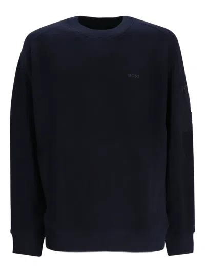 Hugo Boss Zip-pocket Sweatshirt In Black
