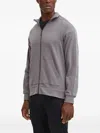 Hugo Boss Zip Raglan Sleeve Sweatshirt In Gray