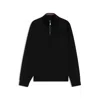 Hugo Boss Zip-neck Sweater With Structured Wool-cotton Front In Black