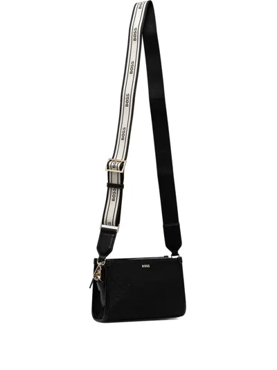 Hugo Boss Zip-top Crossbody Bag In Black