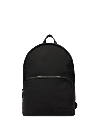 Hugo Boss Zip-up Backpack In Black