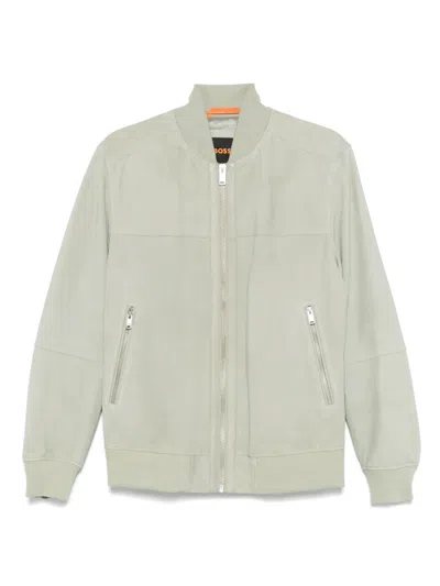 Hugo Boss Zip-up Bomber Jacket In Green