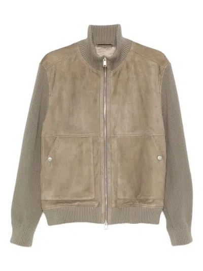 Hugo Boss Zip-up Bomber Jacket In Neutral
