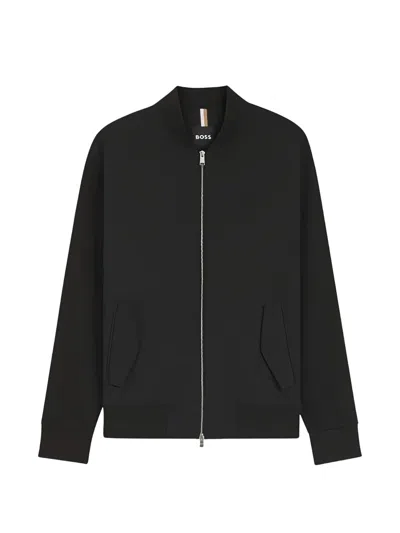 Hugo Boss Zip-up Bomber Jacket In Black