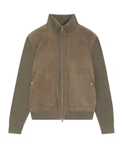 Hugo Boss Zip-up Bomber Jacket In Brown