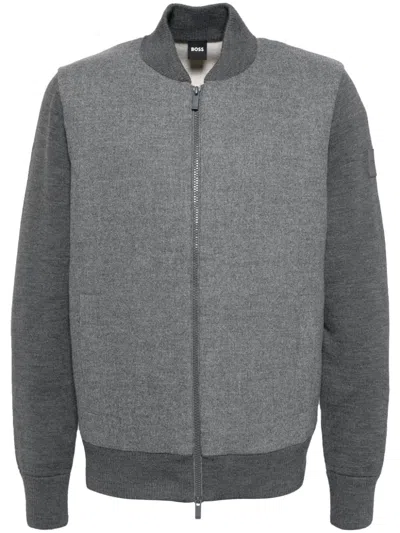 Hugo Boss Zip-up Bomber Jacket In Grey