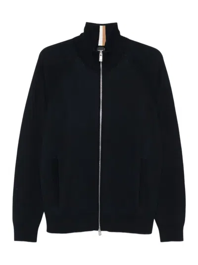 Hugo Boss Zip-up Cardigan In Black