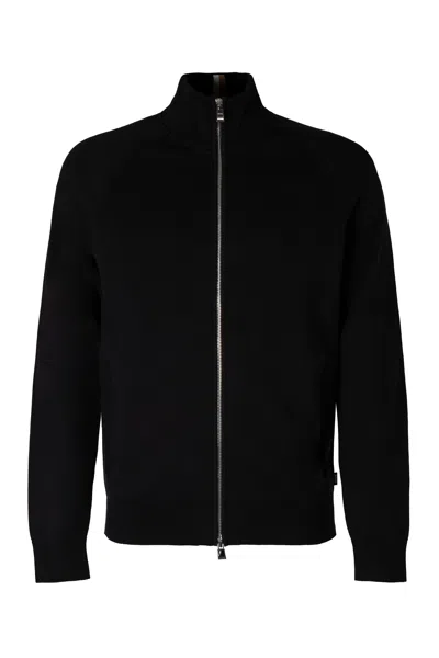 Hugo Boss Zip-up Cardigan In Black