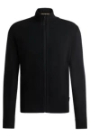Hugo Boss Zip-up Cardigan In Wool With Mixed Structures In Black