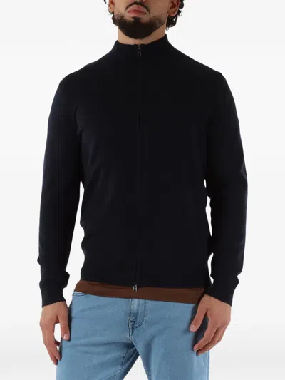 Hugo Boss Zip-up Cashmere Cardigan In Black