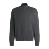 Hugo Boss Zip-up Cotton Cardigan With Knitted Pinstripes In Grey