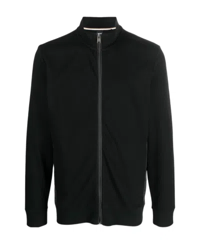 Hugo Boss Zip-up Cotton Jacket In Black