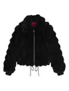 Hugo Boss Adjustable-hem Jacket In Faux Fur In Black