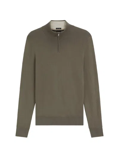 Hugo Boss Zip-up High-neck Sweatshirt In Green