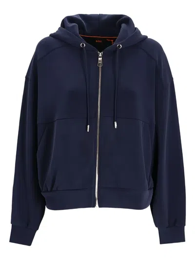 Hugo Boss Zip-up Hoodie In Blue