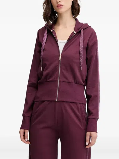 Hugo Boss Zip-up Hoodie In Burgundy