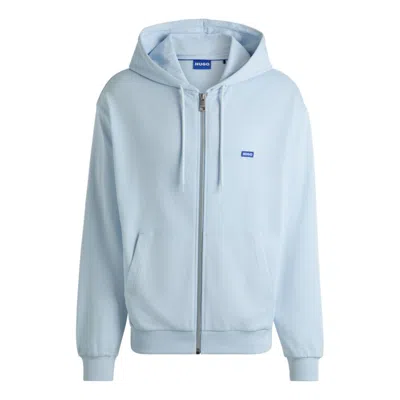 Hugo Boss Zip-up Hoodie In French Terry Cotton With Logo In Blue