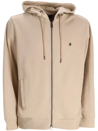 Hugo Boss Zip-up Hoodie In Neutrals