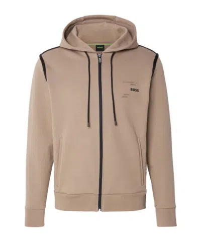 Hugo Boss Zip-up Hoodie In Nude