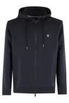 Hugo Boss Boss Zip-up Hoodie With Adjustable Hood And Metallic Logo In Blue