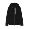 Hugo Boss Zip-up Hoodie With Patterned Drawcords In Black
