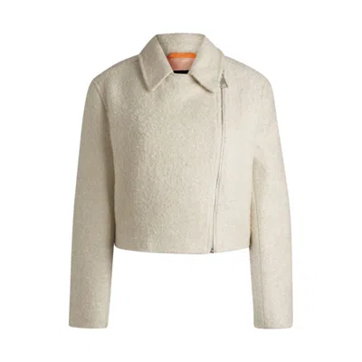 HUGO BOSS ZIP-UP JACKET IN BOUCL FABRIC