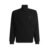 Hugo Boss Zip-up Jacket In Cotton Terry With Logo Badge In Black
