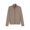 Hugo Boss Zip-up Jacket In Cotton Terry With Logo Badge In Green
