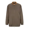 Hugo Boss Zip-up Jacket In Melange Virgin Wool In Brown