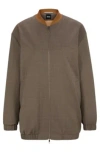 Hugo Boss Zip-up Jacket In Melange Virgin Wool In Patterned