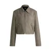 Hugo Boss Zip-up Jacket In Striped Melange Cloth In Multi