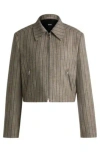 Hugo Boss Zip-up Jacket In Striped Melange Cloth In Patterned
