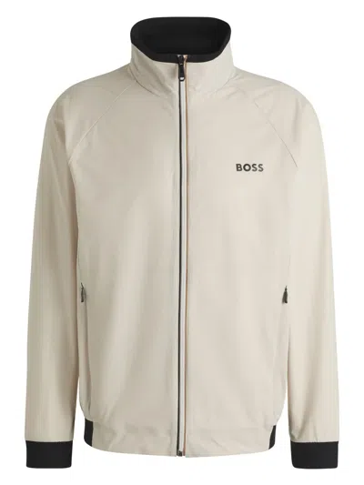 Hugo Boss Zip-up Jacket In Neutrals