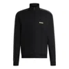Hugo Boss Zip-up Jacket With Foil-printed Logo In Black